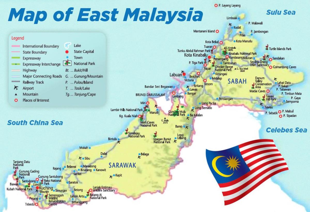 kort over det østlige malaysia