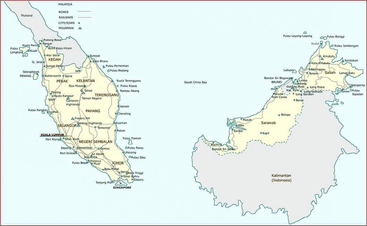 detaljeret kort over malaysia