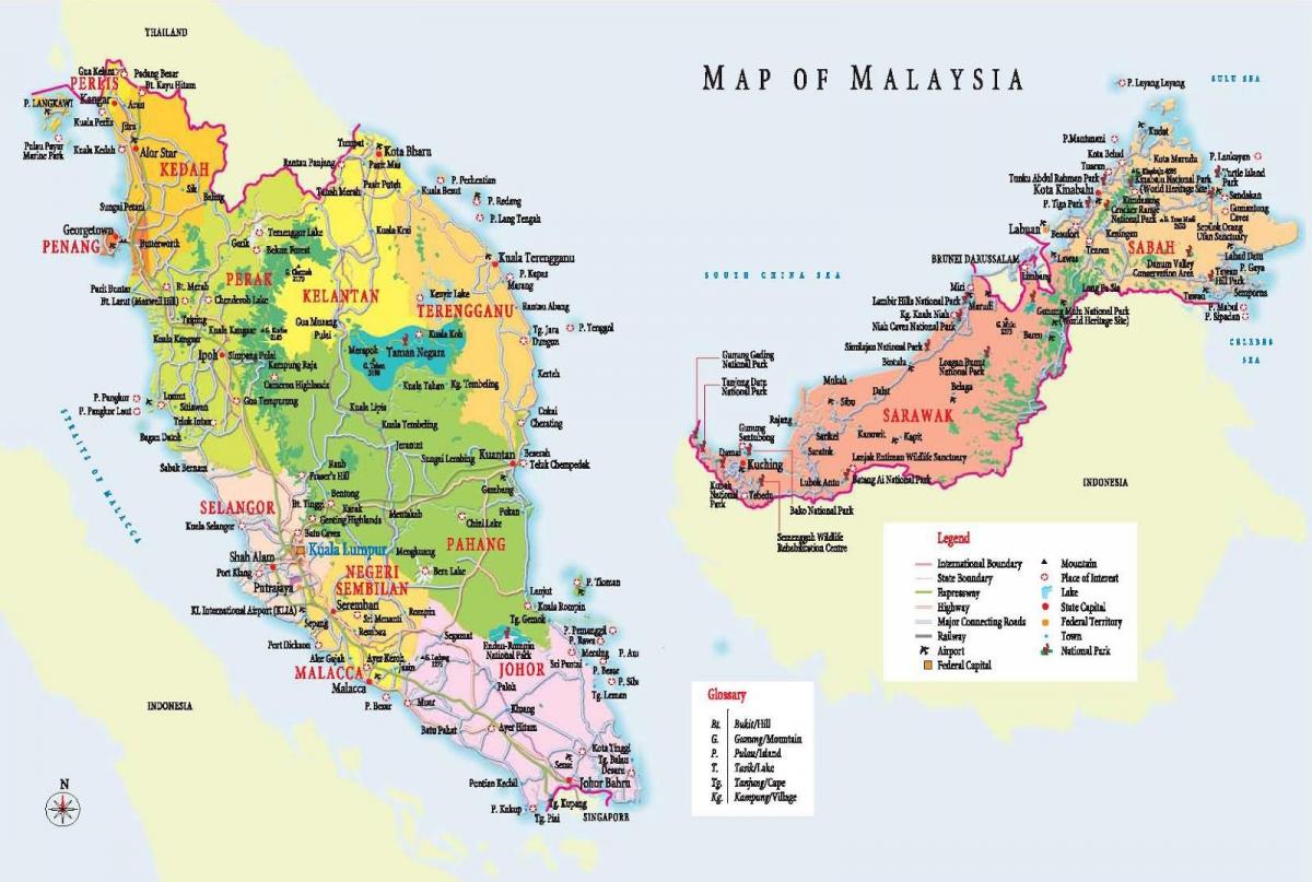 turisme kort over malaysia