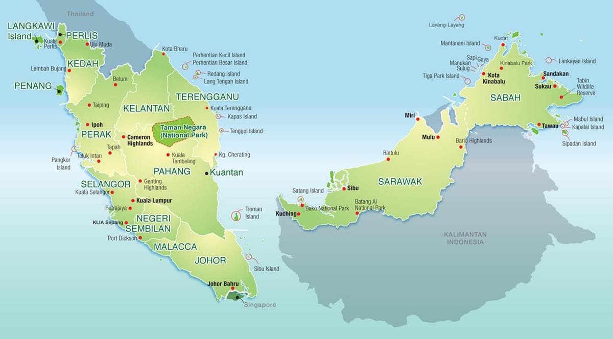 kort over malaysia bjerge