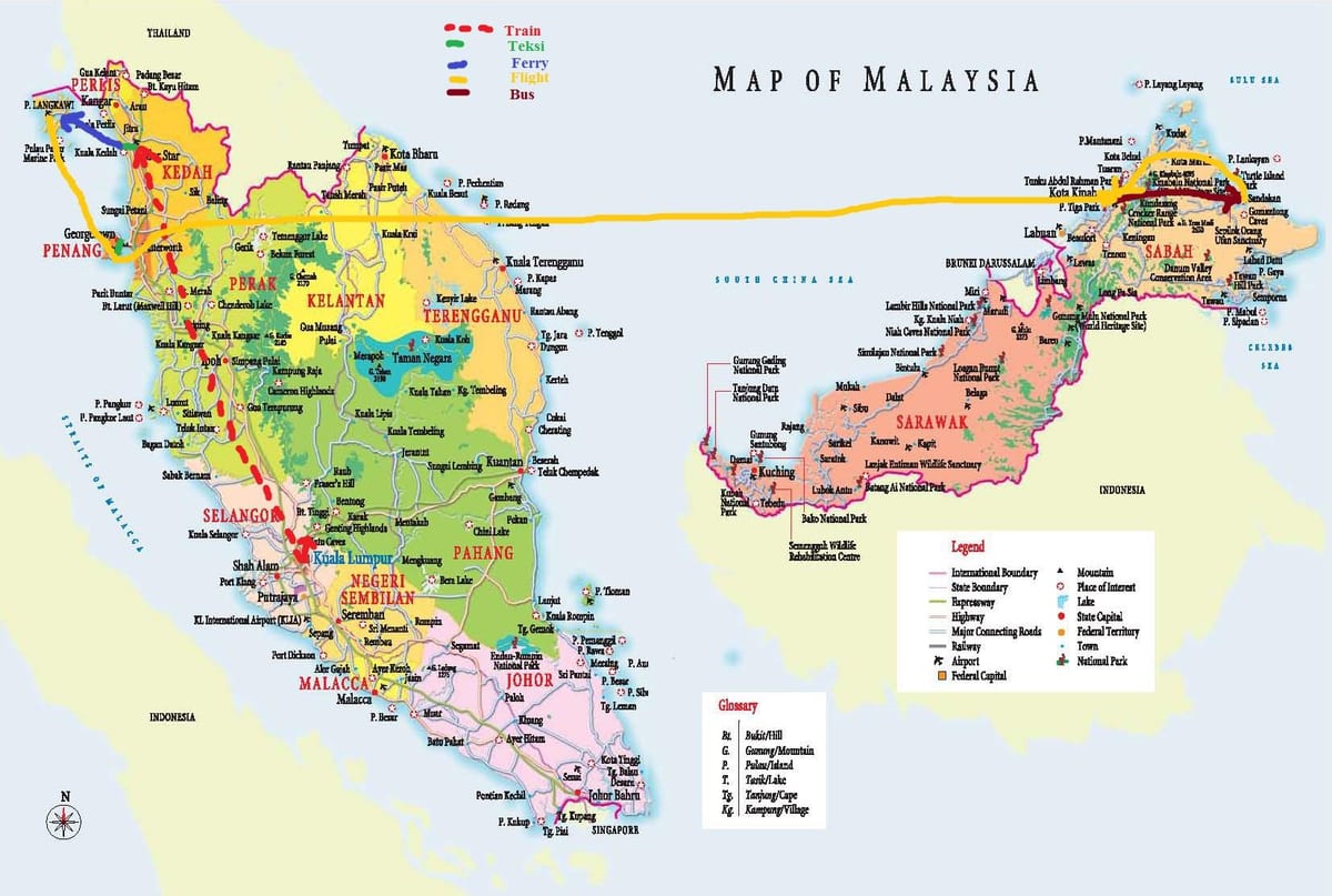 kort over malaysia bus