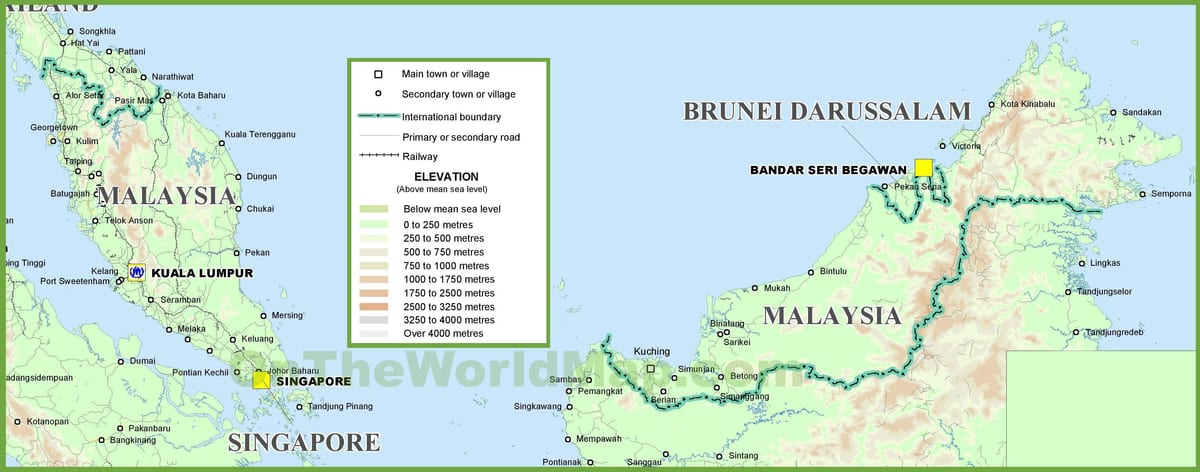 malaysia geografi kort