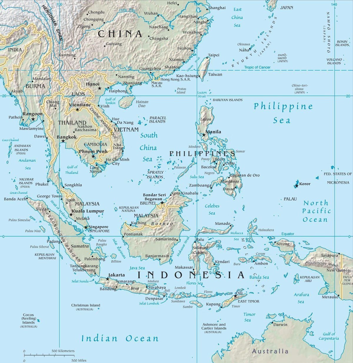 kort over malaysia i asien