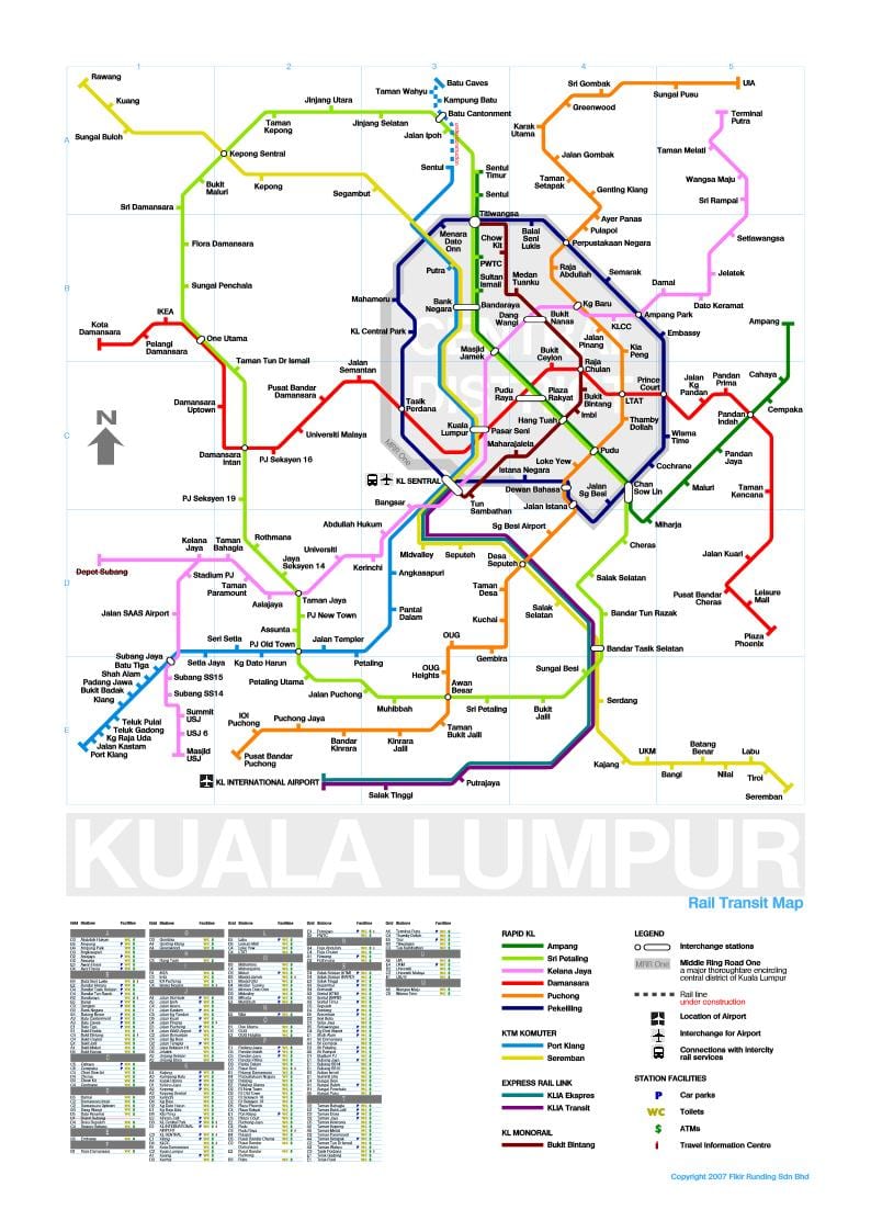 mrt-linje 3 rute kort malaysia