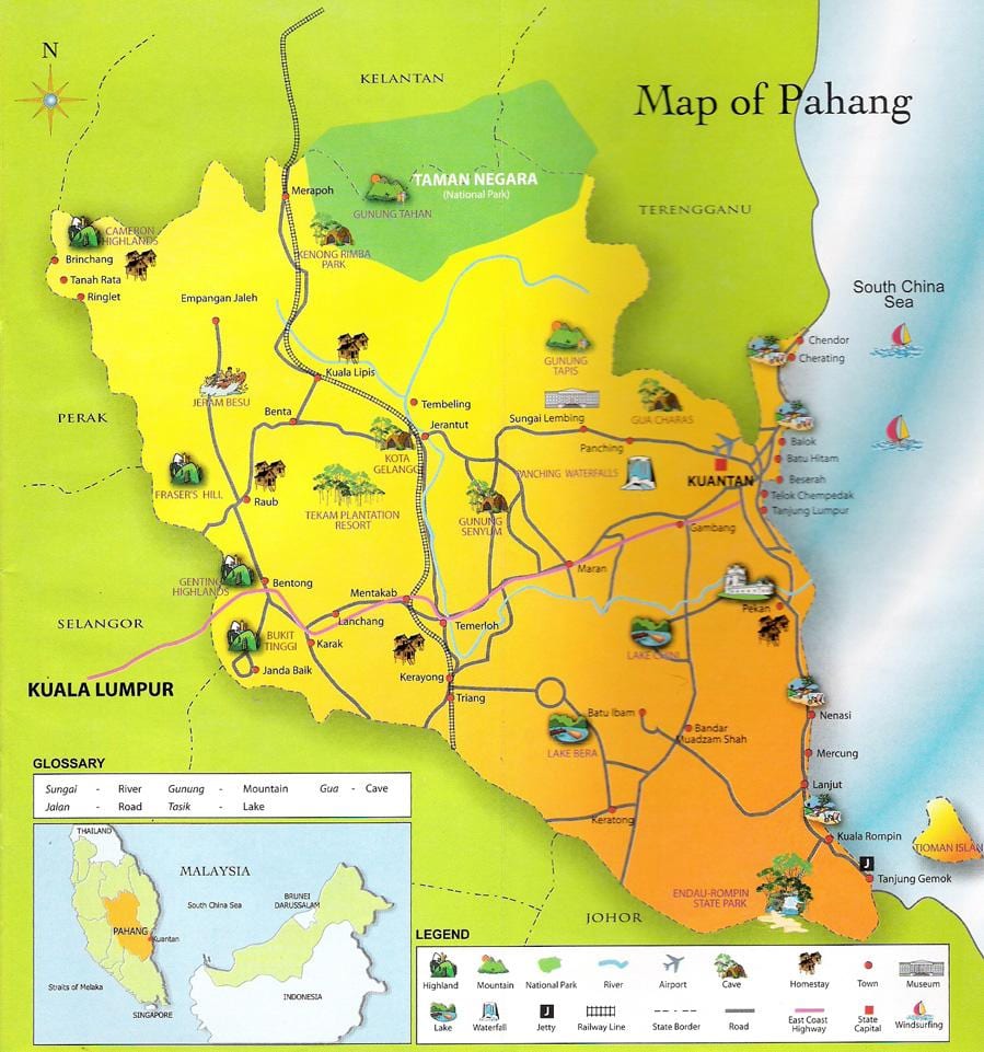kort over pahang state malaysia