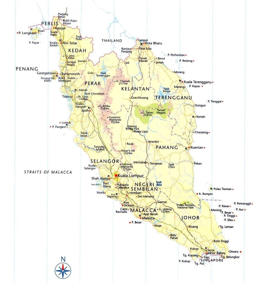 malaysia road map retninger