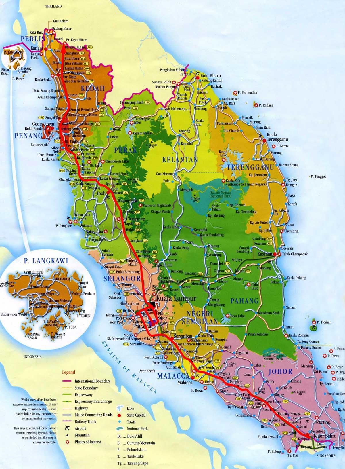 kort over det sydlige malaysia