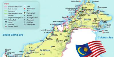 Kort over det østlige malaysia