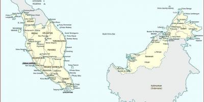 Detaljeret kort over malaysia