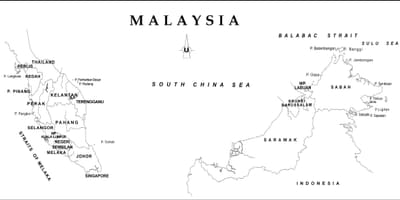 Kort skitsere kort over malaysia med staten grænser